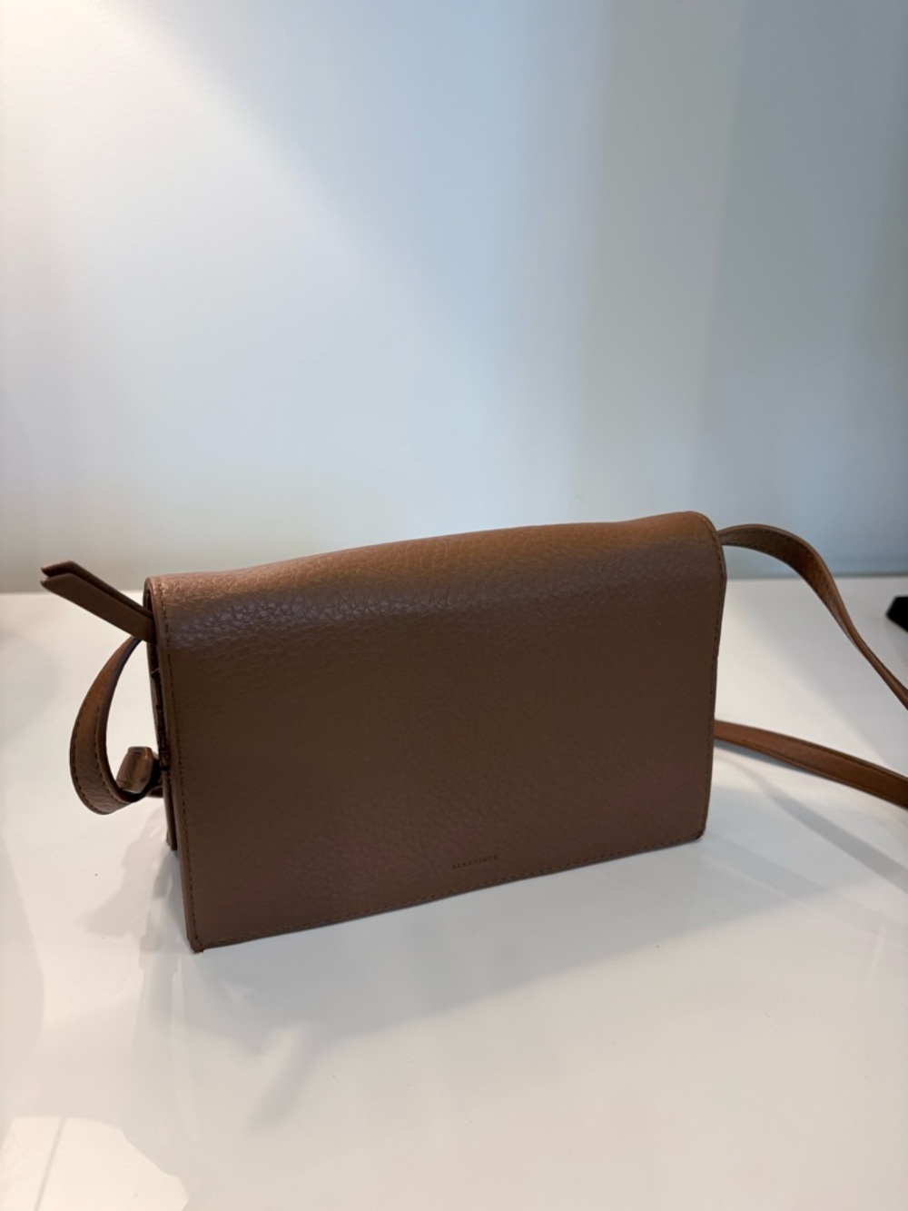 AllSaints Brown Leather Wallet Crossbody Bag